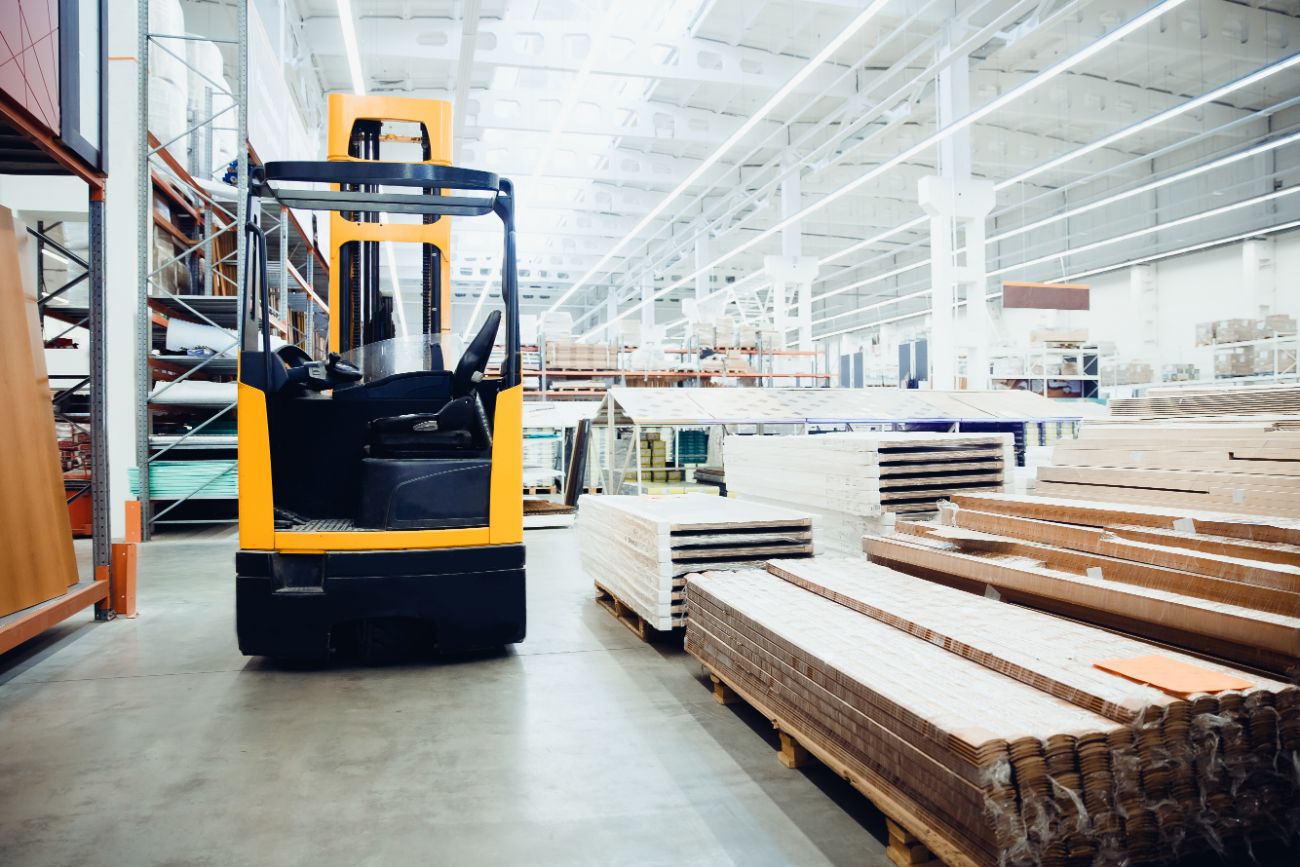 Forklift in raw material warehouse