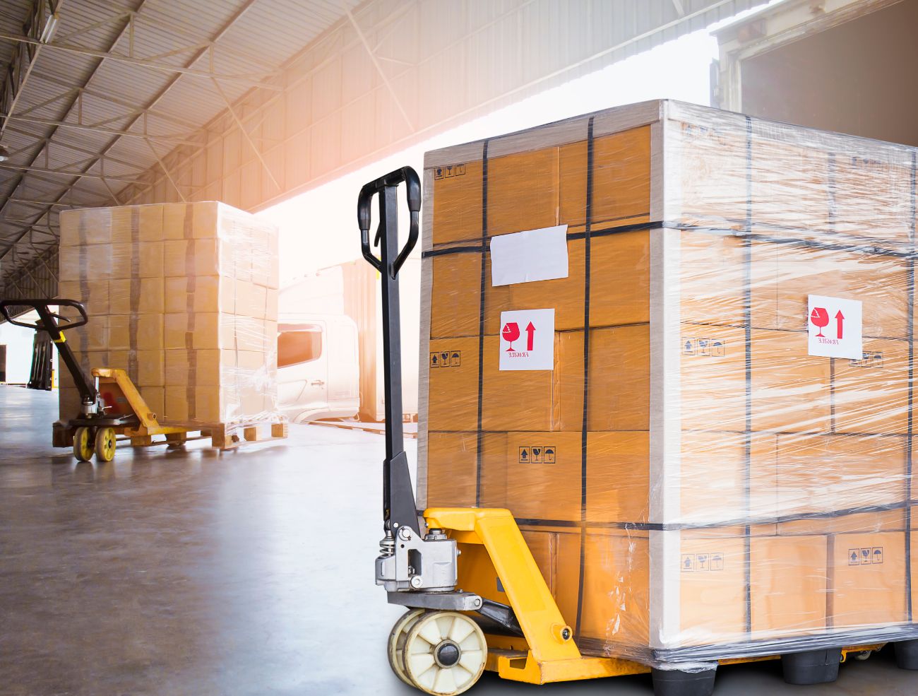 Food Product Load Zone Food products on pallets at foodservice warehouse load zone