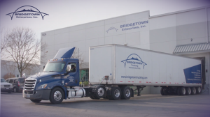 Bridgetown Trucking's famous "Dodger" blue tractor trailer undergoing loading